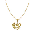 14K Yellow Gold Cherub Initial Pendant with 18" Chain Necklace E8012