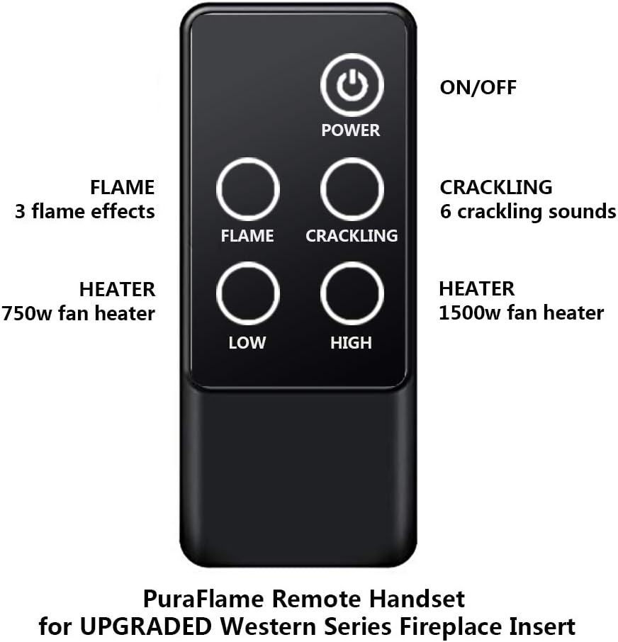 Black Electric Fireplace Insert with Remote Control, 750/1500W S873680