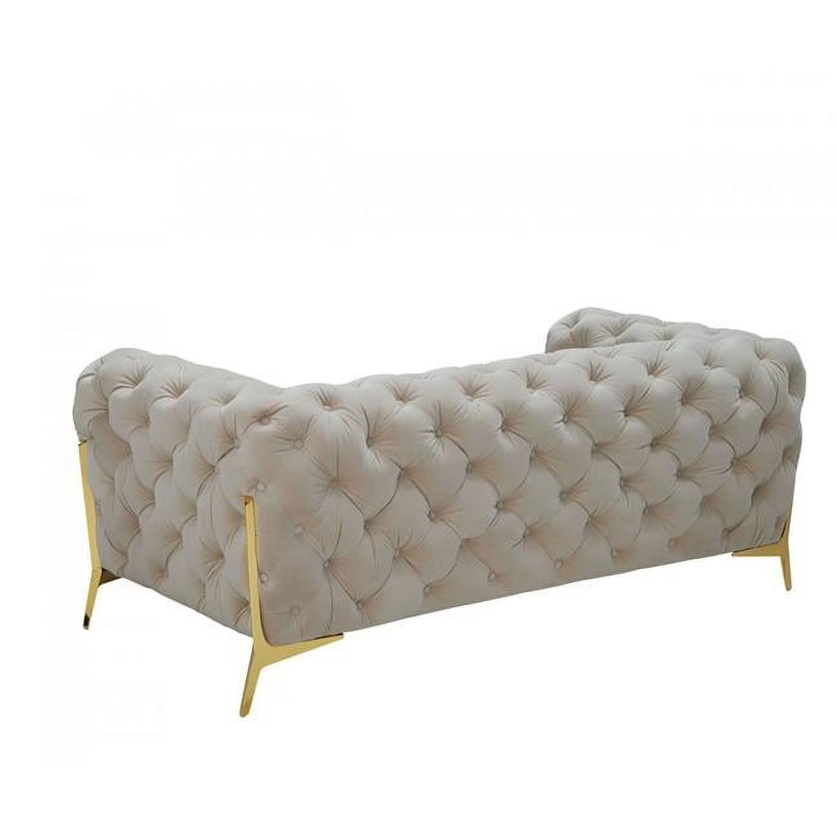 Beige Tufted Velvet Love Seat K94488