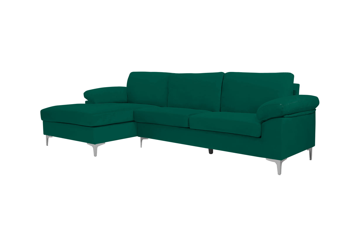 Green Velvet L-Shaped Sectional Sleeper Sofa U869