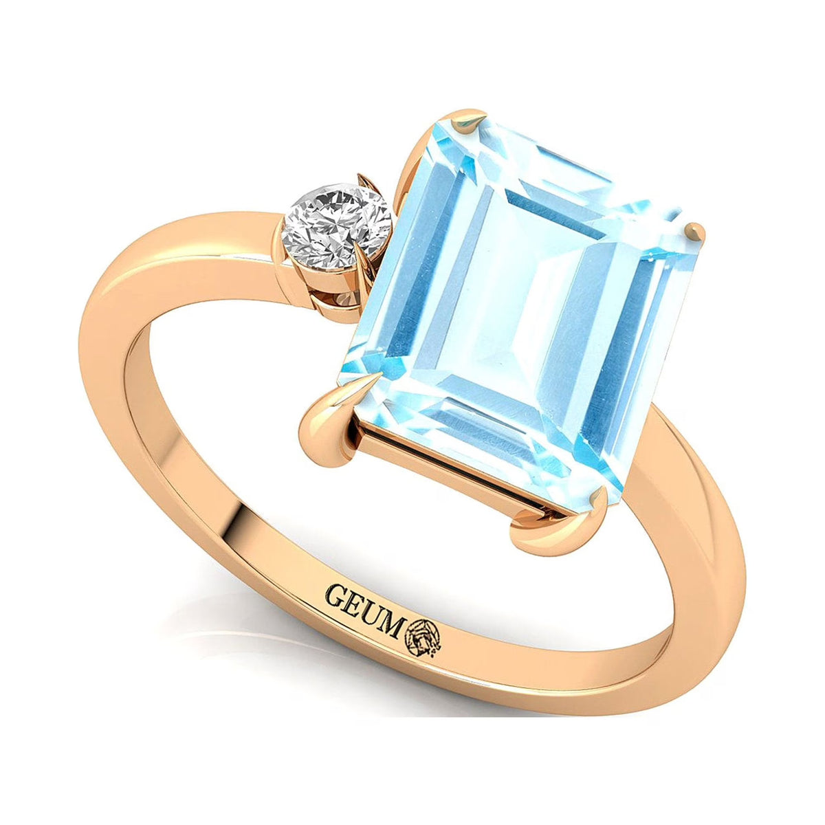 Aquamarine Diamond 14k Solid Gold Ring W168655