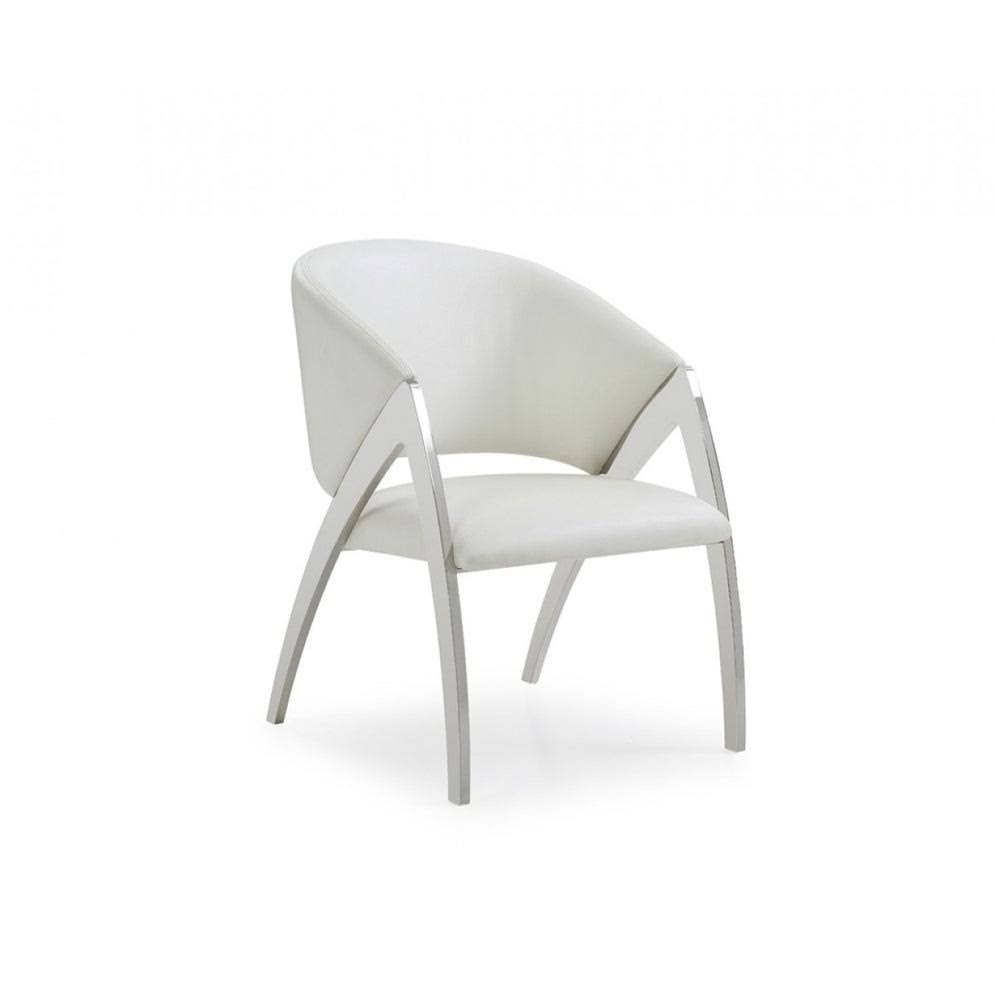 White Leatherette Accent Chair I7042
