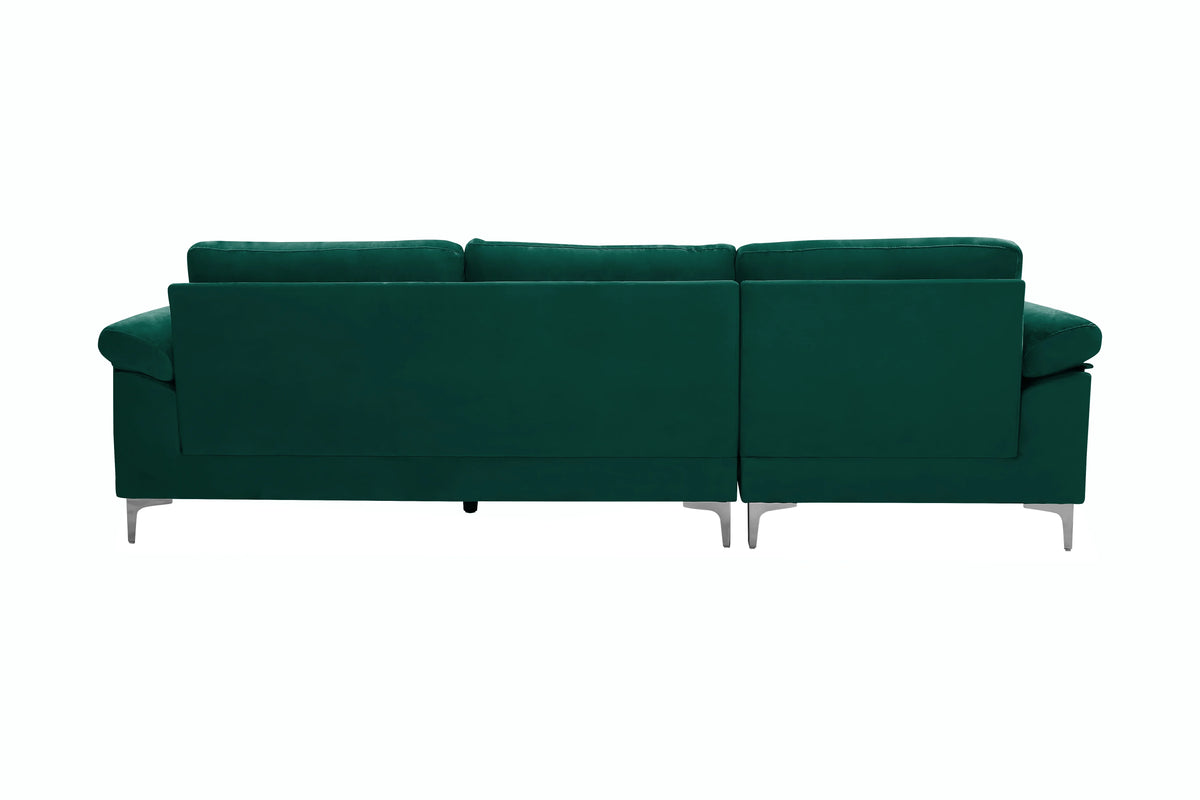 Green Velvet L-Shaped Sectional Sleeper Sofa U869