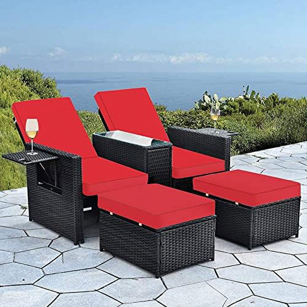 Outdoor Rattan Loveseat with Ottoman Footrest X14645