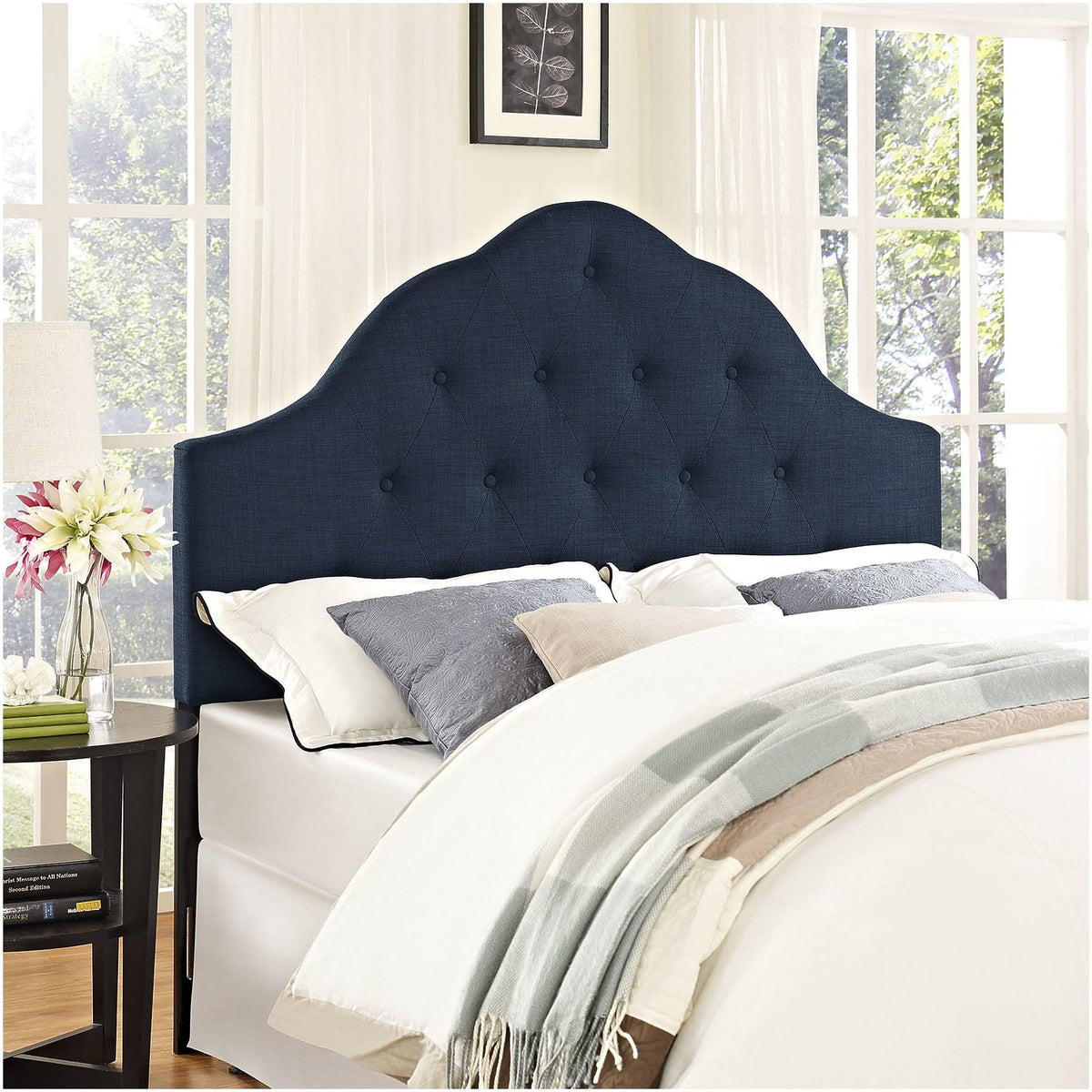Navy Fabric Headboard O12866