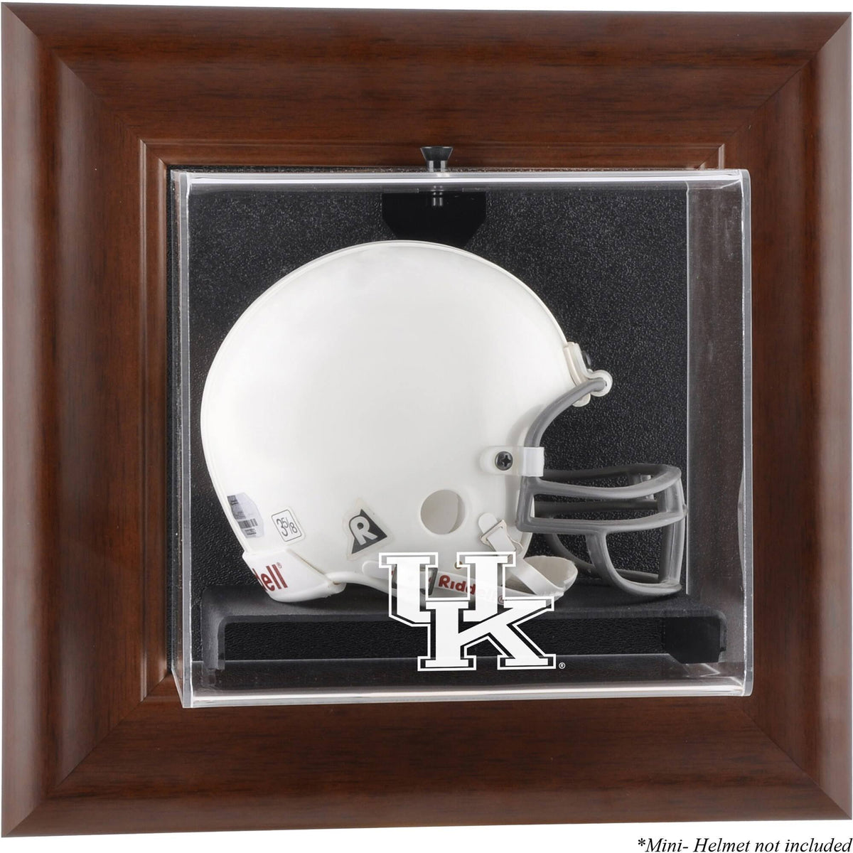 Brown Framed Wall-Mountable Mini Helmet Display Case L195539