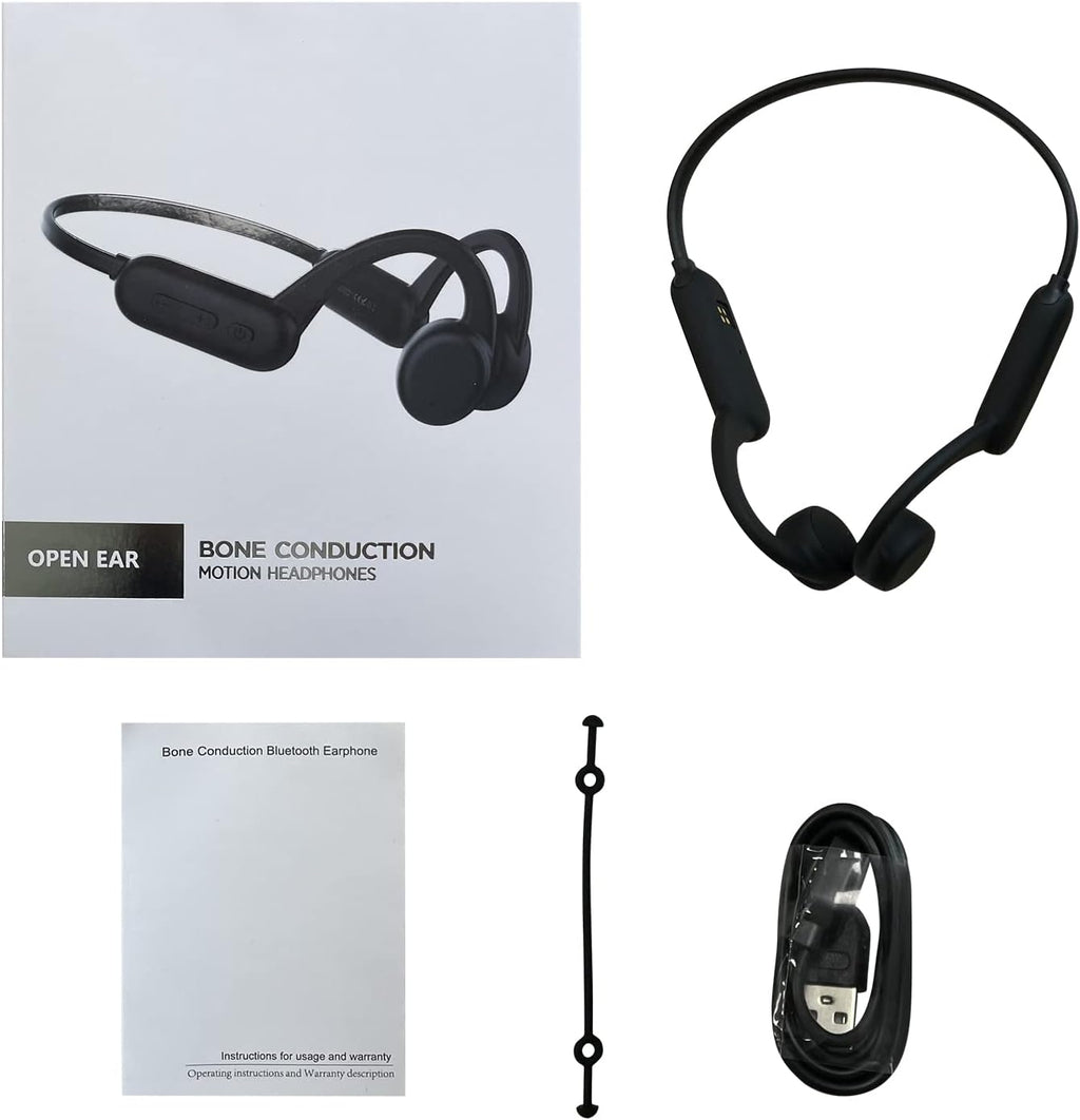 Black Bone Conduction Open Ear Headphones with Mic, 8G Memory, IPX 8 Waterproof, Pack of 2 X653006