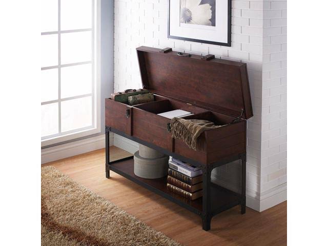 Vintage Walnut Storage Trunk Console Table W928