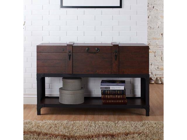 Vintage Walnut Storage Trunk Console Table W928