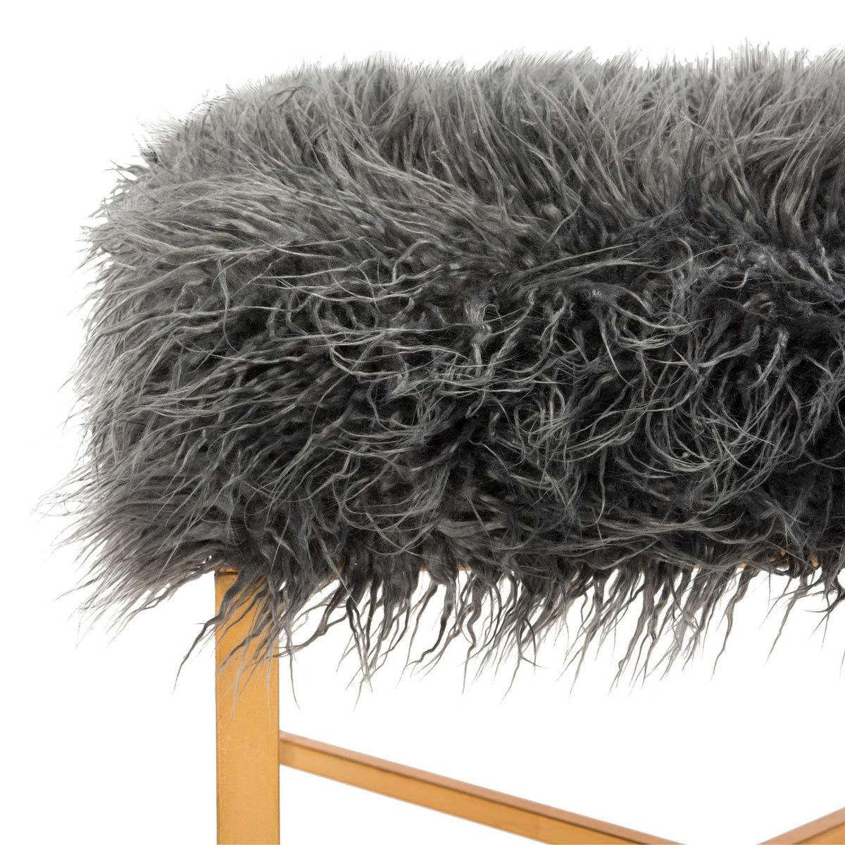 Grey Faux Sheepskin Bench P90099