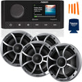 Marine AM/FM/BT Stereo with 2 Pair 6.5 inches Marine Coaxial Speakers, Silver Grill Q9511