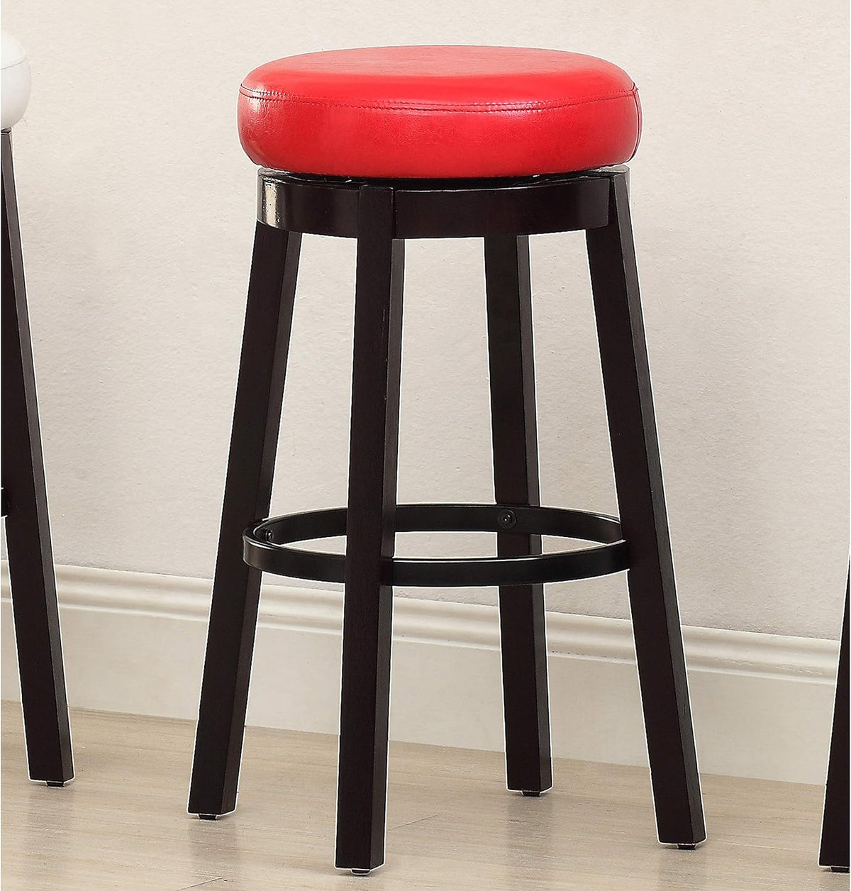 Green Leatherette and Wood Swivel Bar Stool, Set of 2 H2309