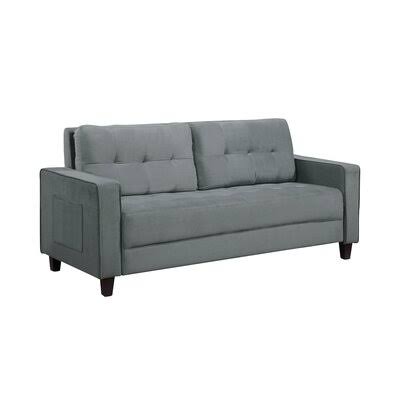 Gray Velvet Square Arm Sofa I82665