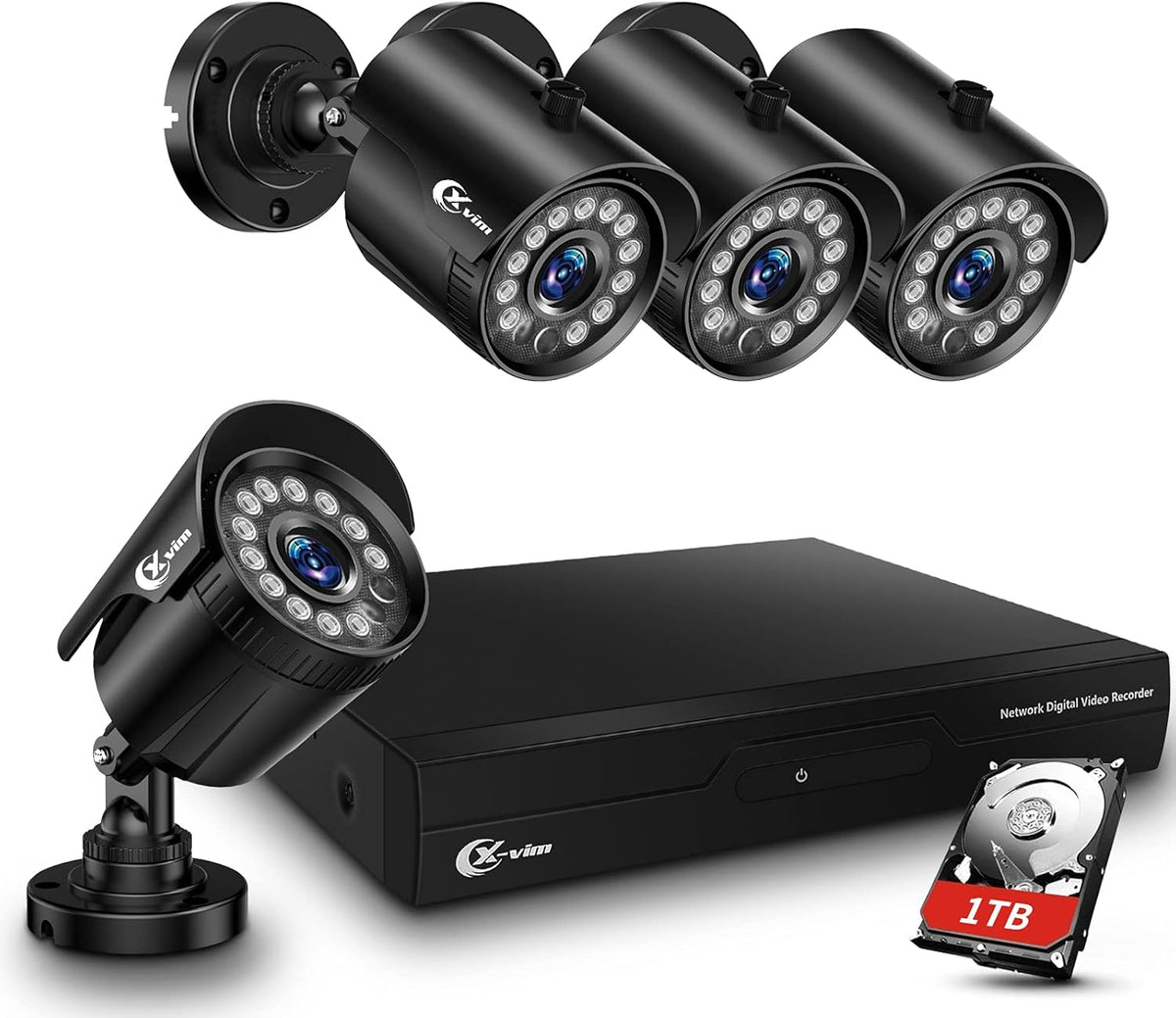 3MP 4PCS Wireless Security Camera System with 1TB HDD NVR P247
