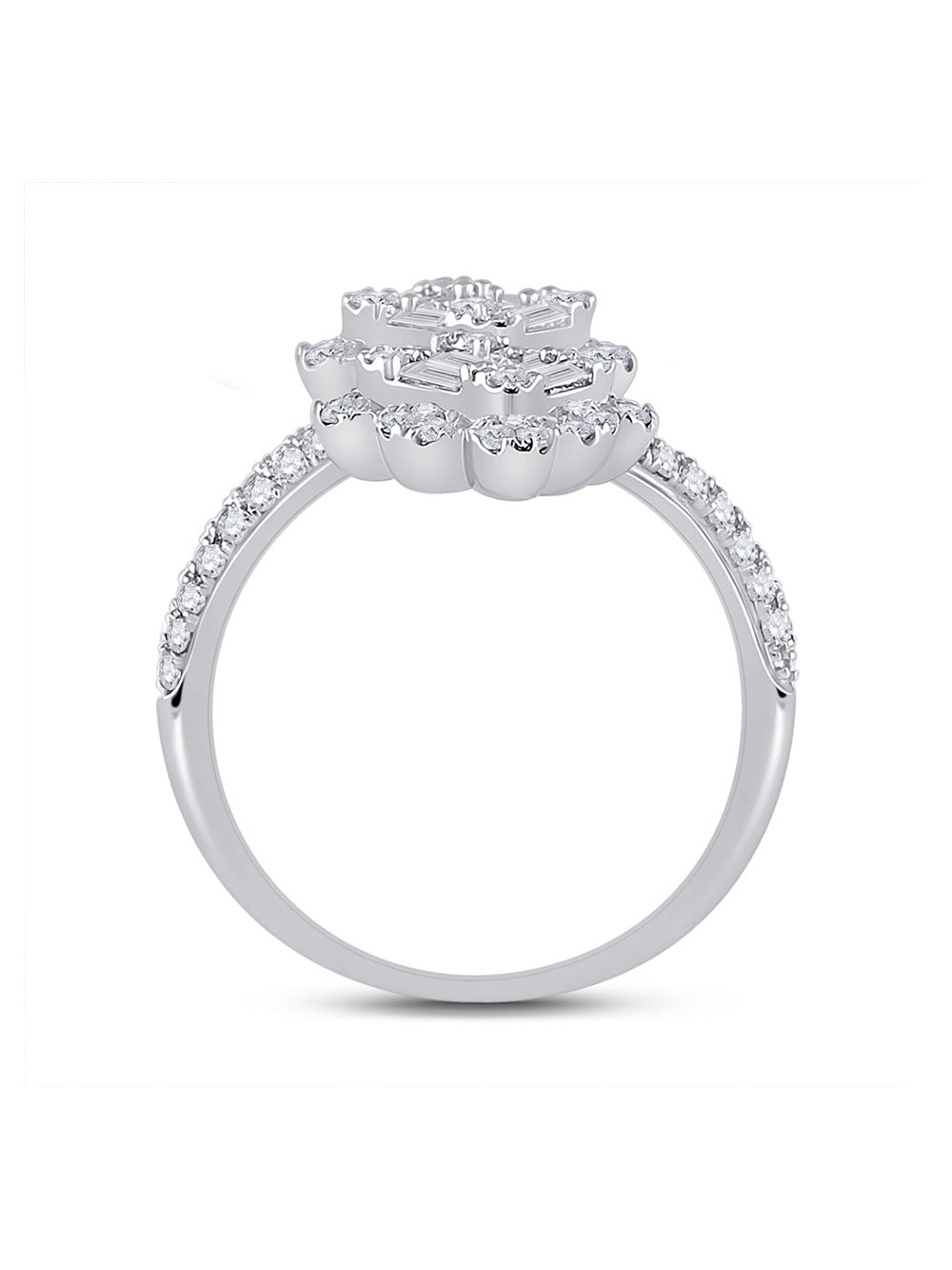 14kt White Gold Baguette Diamond Bypass Ring 1 Cttw V221