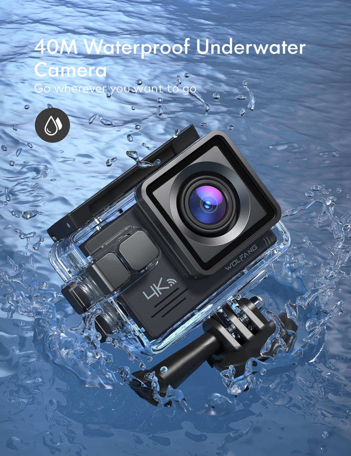 4K 24 FPS 20MP Wi-Fi Waterproof Underwater Action Camera F3430