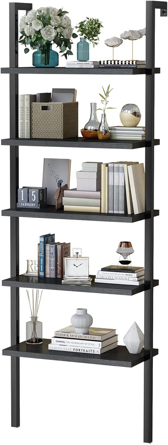 5 Tier Gold + Brown Metal Frame Bookshelf E68977