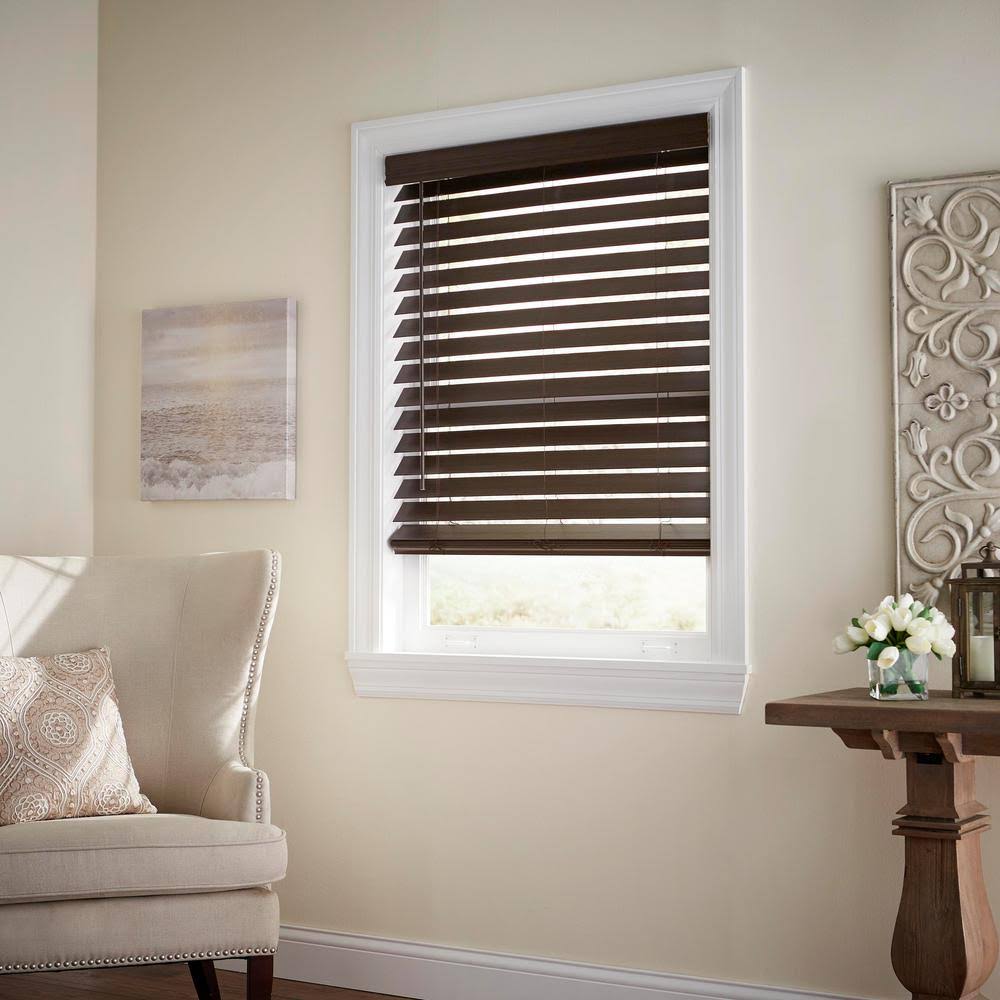 Espresso Cordless Room Darkening 2.5 in. Premium Faux Wood Blind W1107