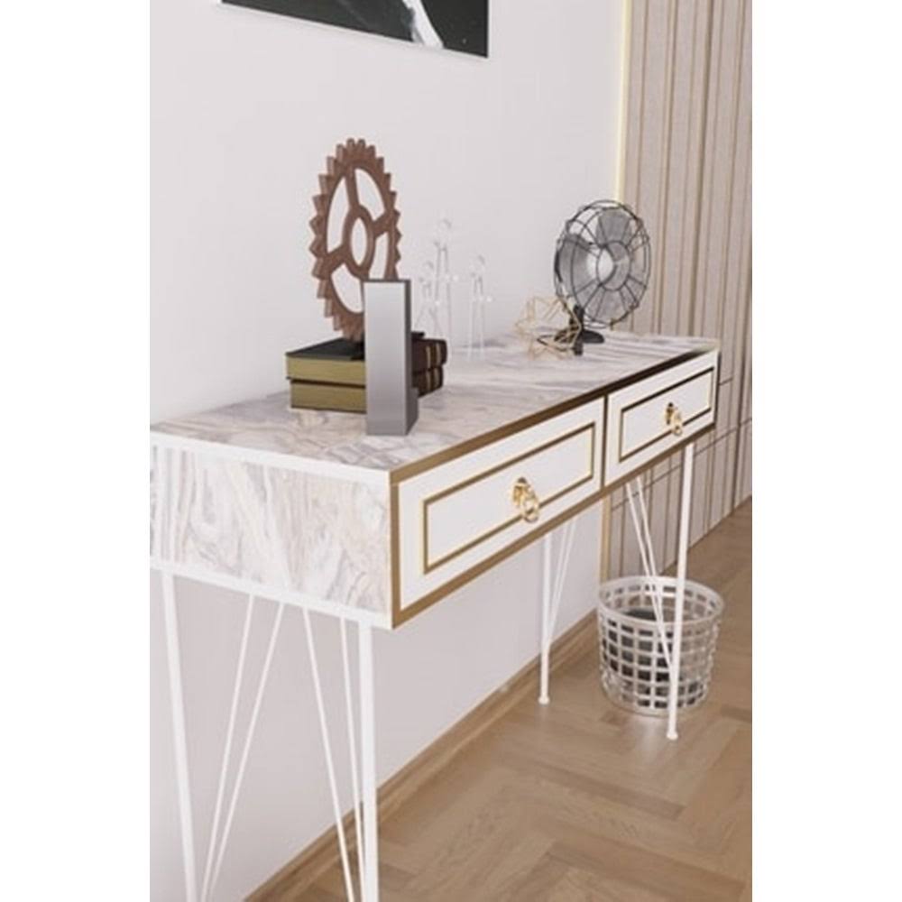 Black 2-Drawer Sideboard with Metal Legs N720
