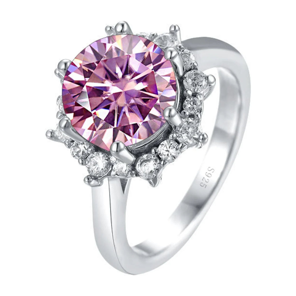 1ct Moissanite Engagement Ring, 925 Sterling Silver Yellow/Blue/Pink Diamond Ring H75156
