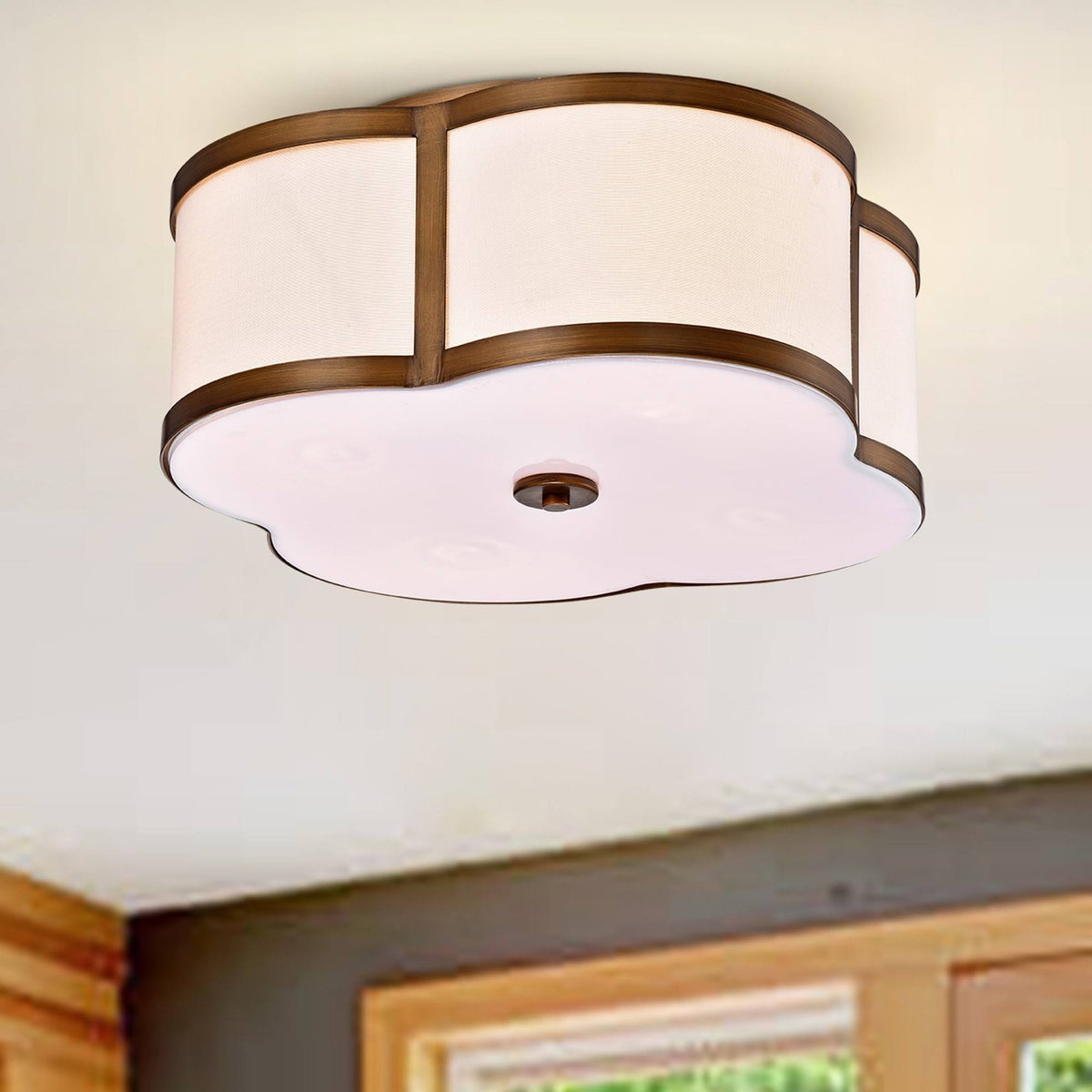 Antique Brass 4-Light Flush Mounted Ceiling Lamp X874293
