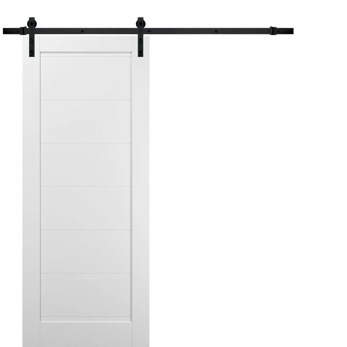 Sliding Barn Door with Hardware, White Silk, Wooden Solid Panel Interior Doors K13506