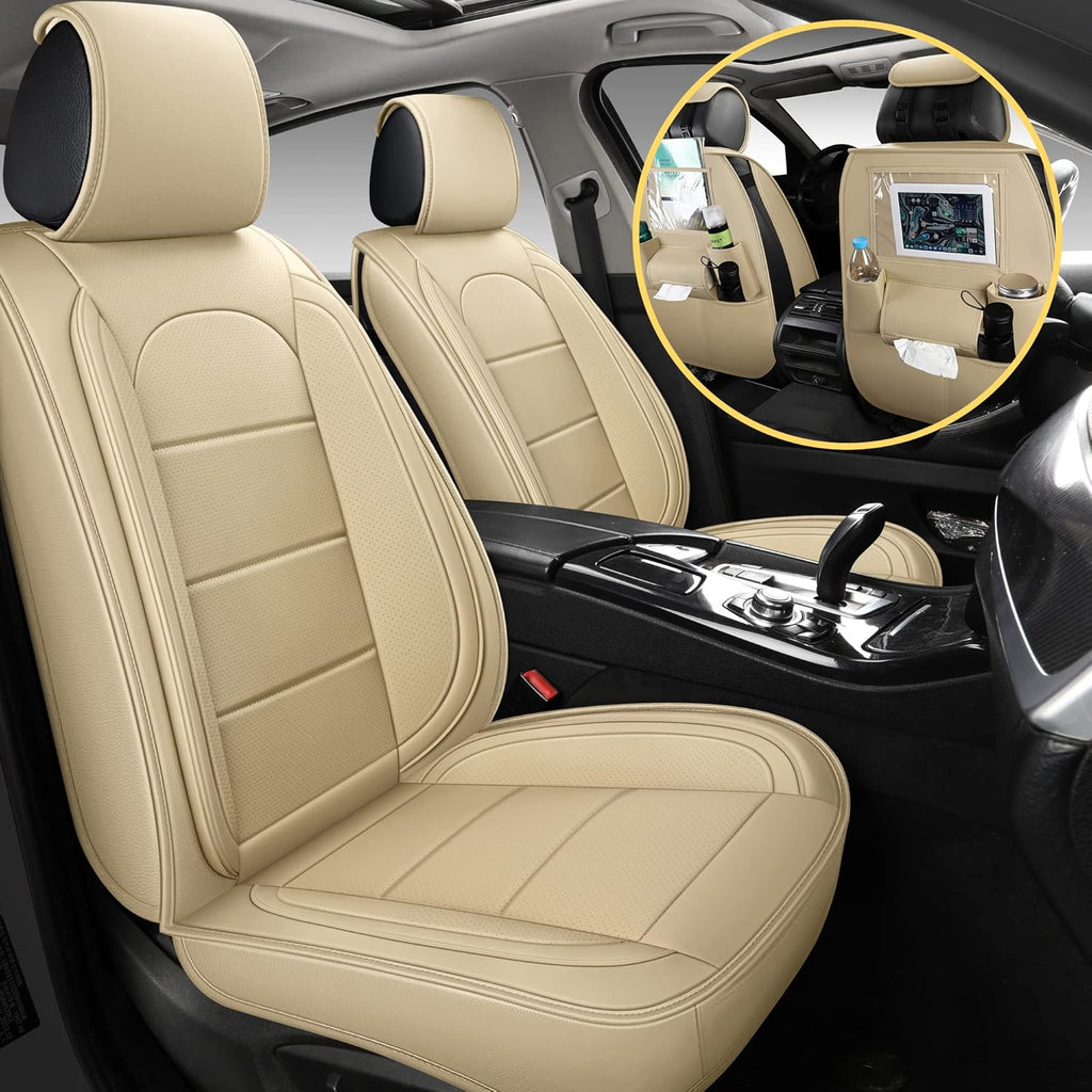 Grey Leather Full Set Car Seat Covers W757335
