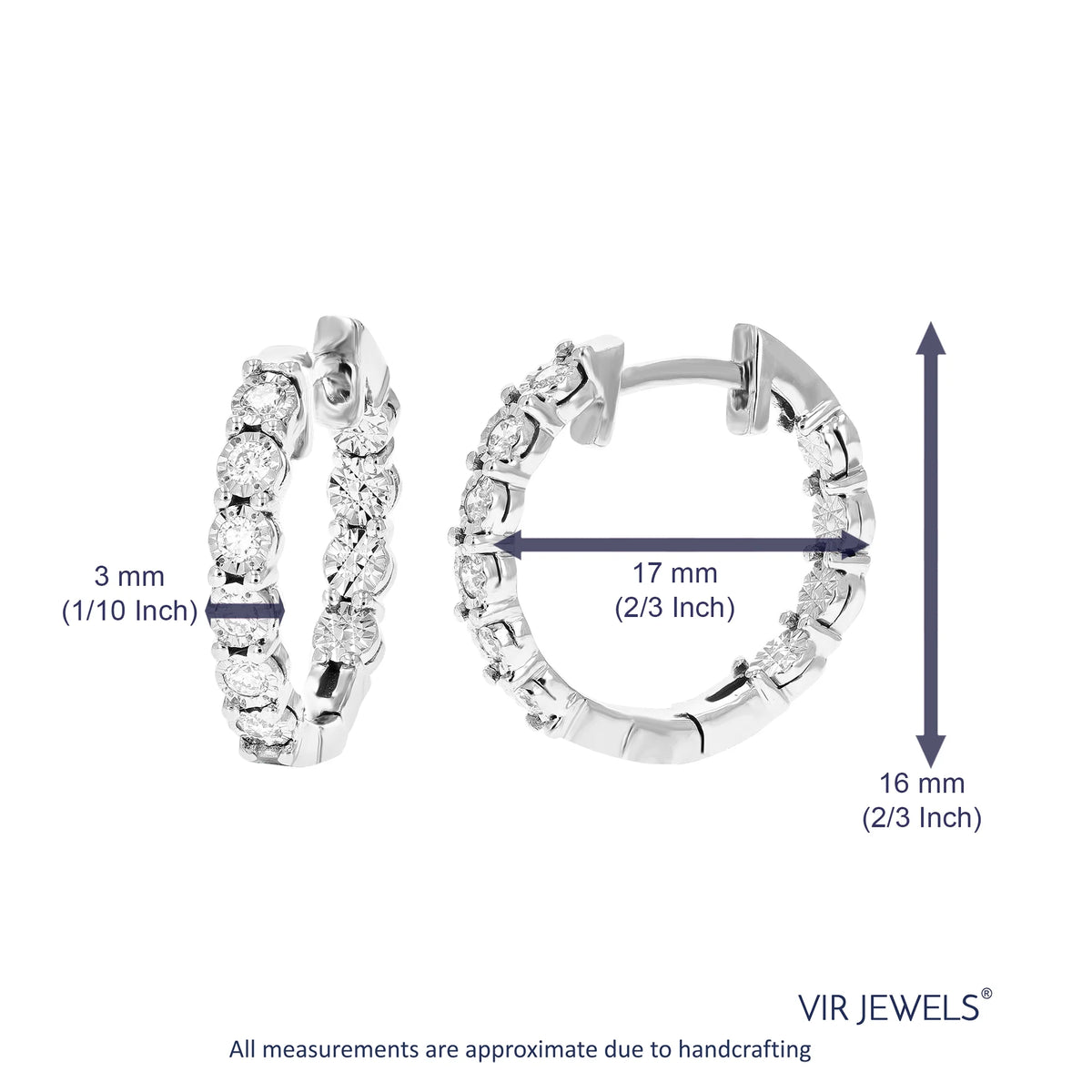 1/4 CTTW Lab Grown Diamond Hoop Earrings 925 Sterling Silver Y144918