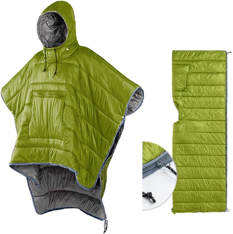 Thermal Poncho Wearable Hooded Blanket Sleeping Bag Cloak with Stuff Sack T130115