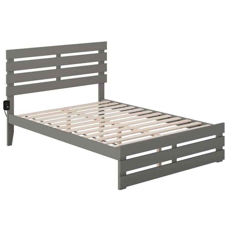 Solid Wood Full Bed with Footboard in Gray G117
