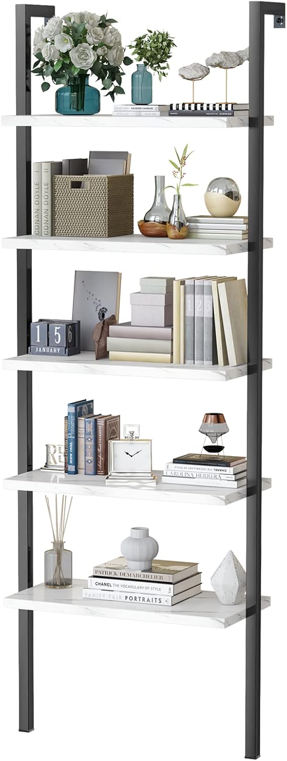 5 Tier Gold + Brown Metal Frame Bookshelf E68977