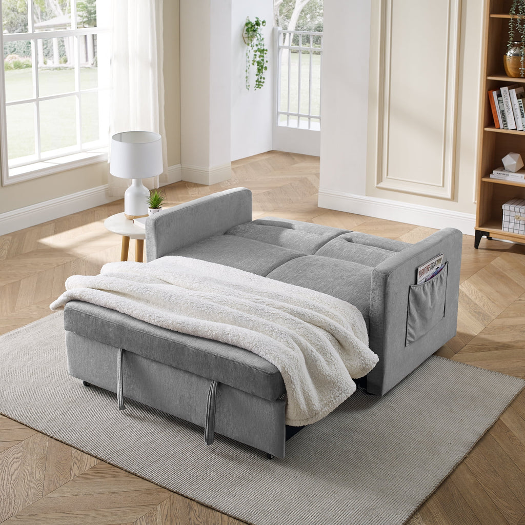 Grey Loveseats Sofa Bed with Pull-Out Bed O729