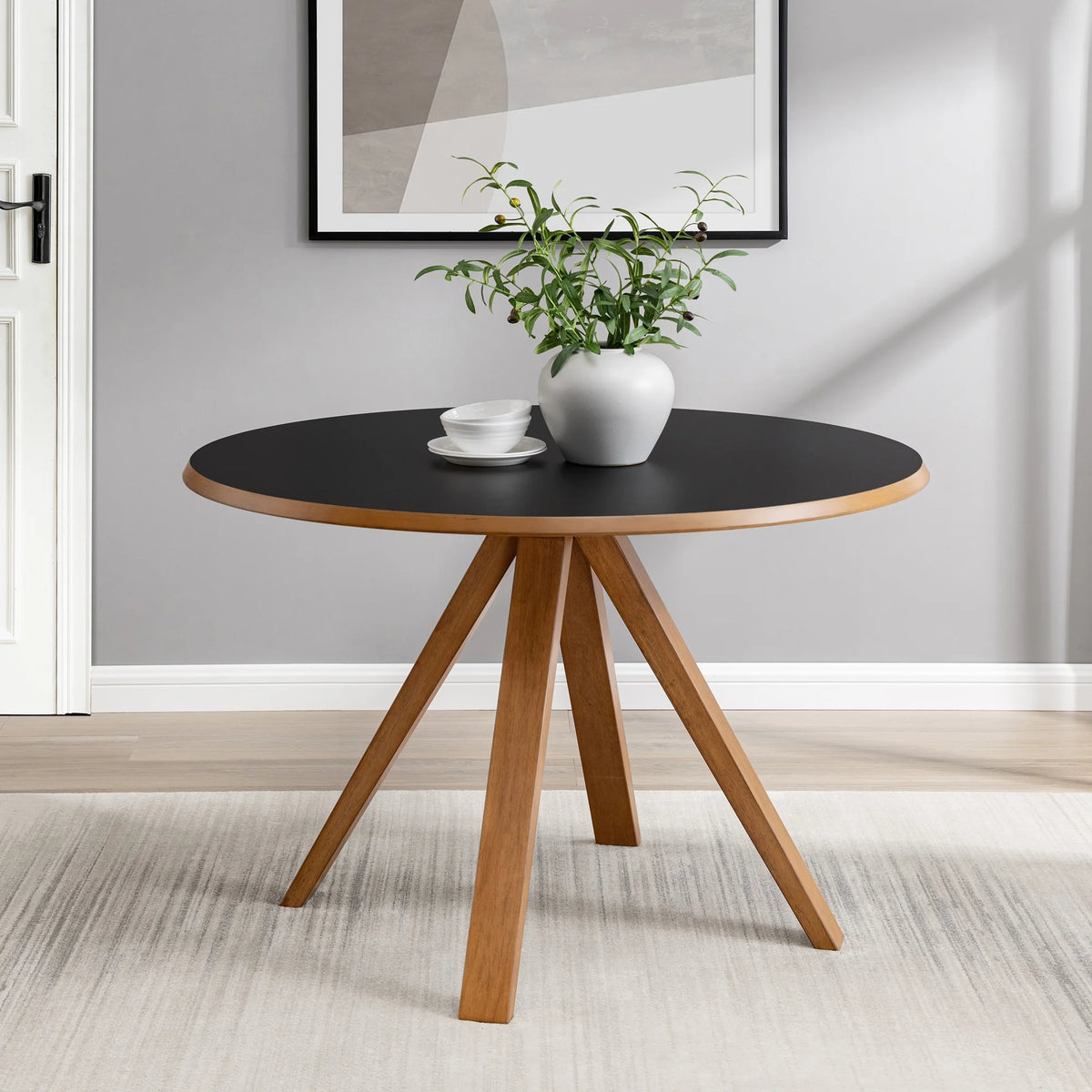 Black/English Oak Round Dining Table C912