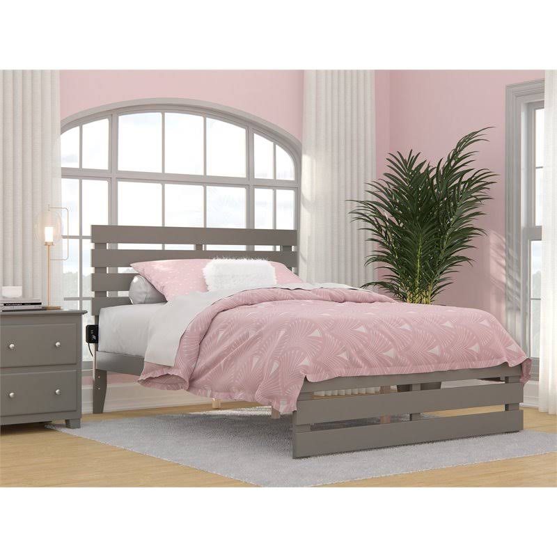 Solid Wood Full Bed with Footboard in Gray G117