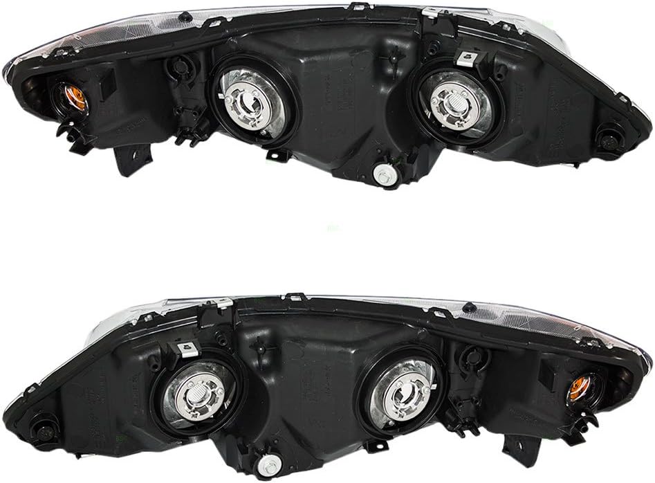 Headlight Units with Amber Park Lens Pair Set for Honda Civic Sedan E545