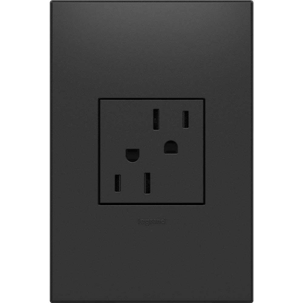 15A Tamper-Resistant Outlet with Wall Plate, Graphite, 12-Pack C214