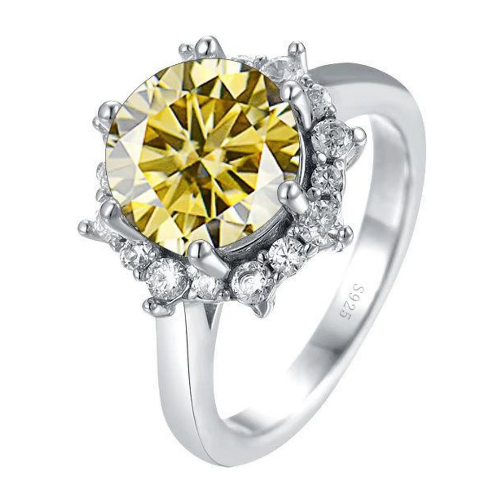 1ct Moissanite Engagement Ring, 925 Sterling Silver Yellow/Blue/Pink Diamond Ring H75156