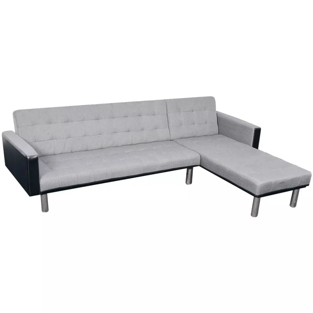Fabric L-shaped Sofa Bed Black and Gray J9351
