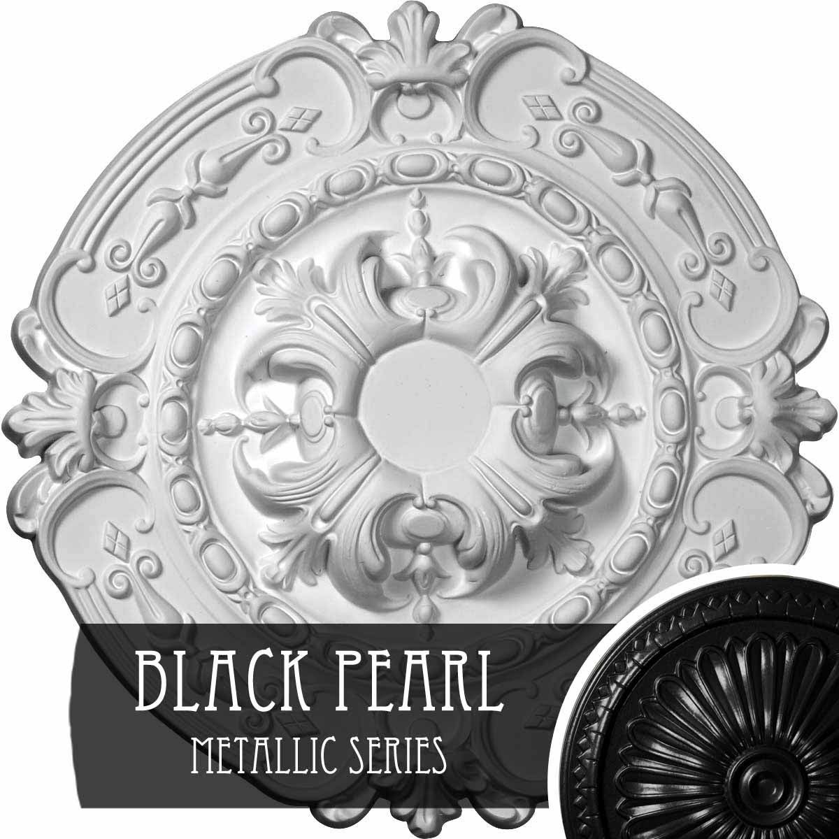 Hand-Painted Black Pearl Ceiling Medallion A309
