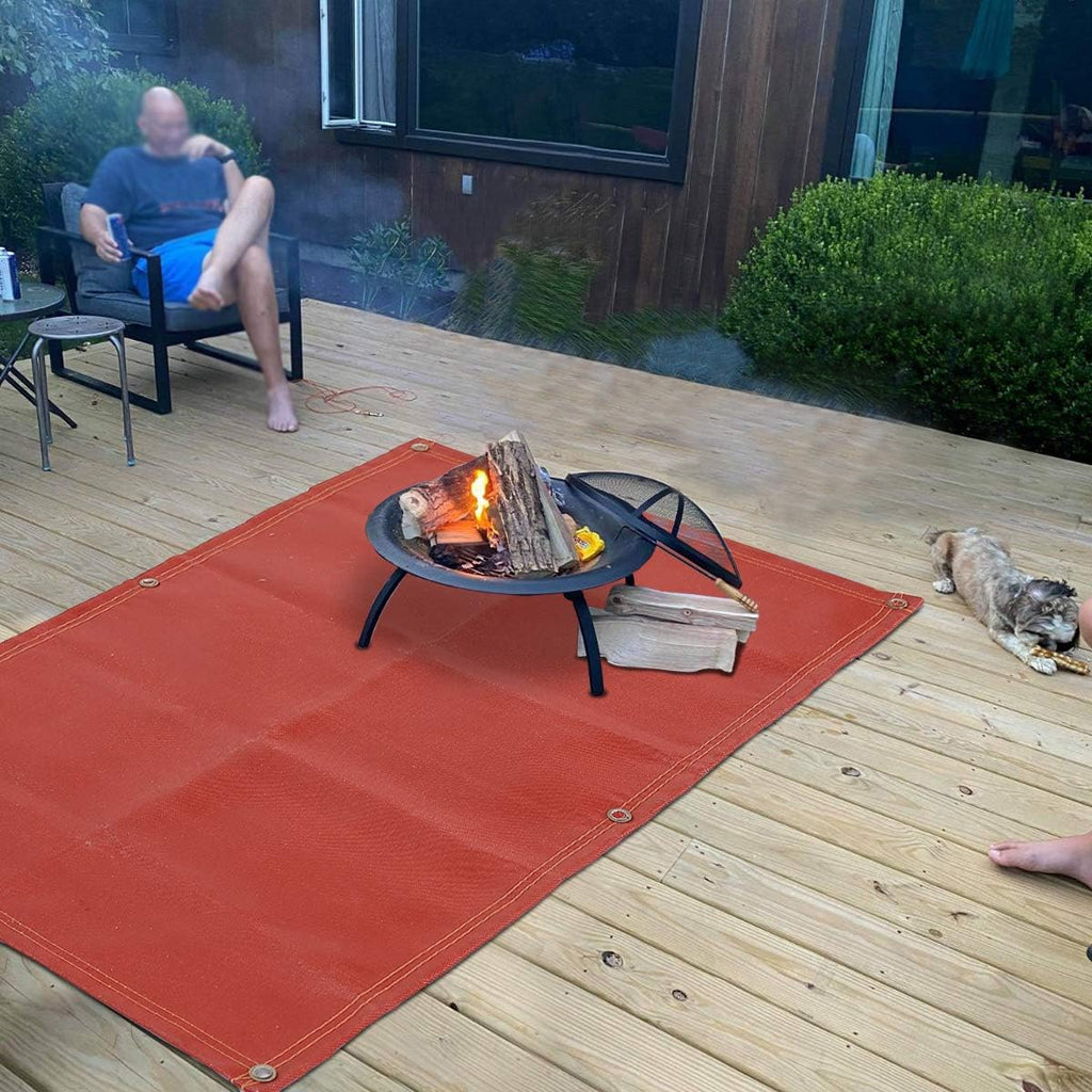 Fireproof Silicone Fire Pit Mat, Washable, 70”×58”, Pack of 2 Y68937