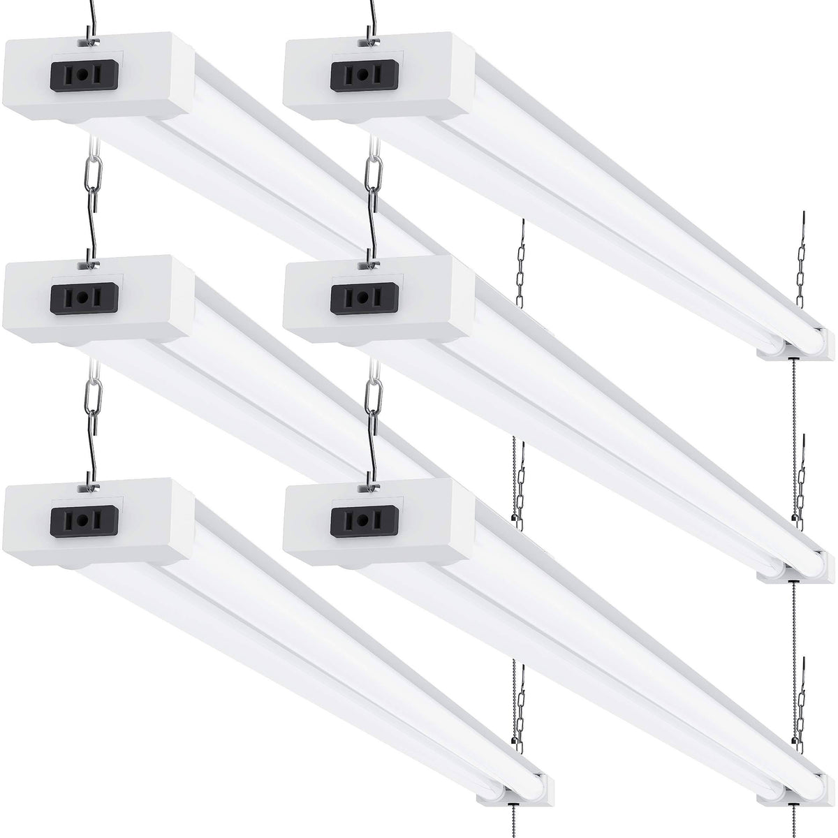 6 Pack LED Utility Shop Light, 4 ft, Linkable Integrated Fixture, 6000K Daylight, 4100 lm I13266