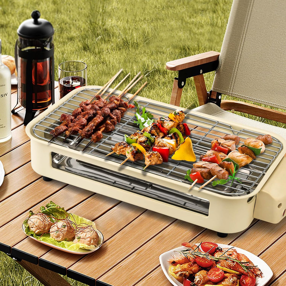 Indoor Electric Smokeless Grill with Non-Stick Removable Plate, 1500W D44366