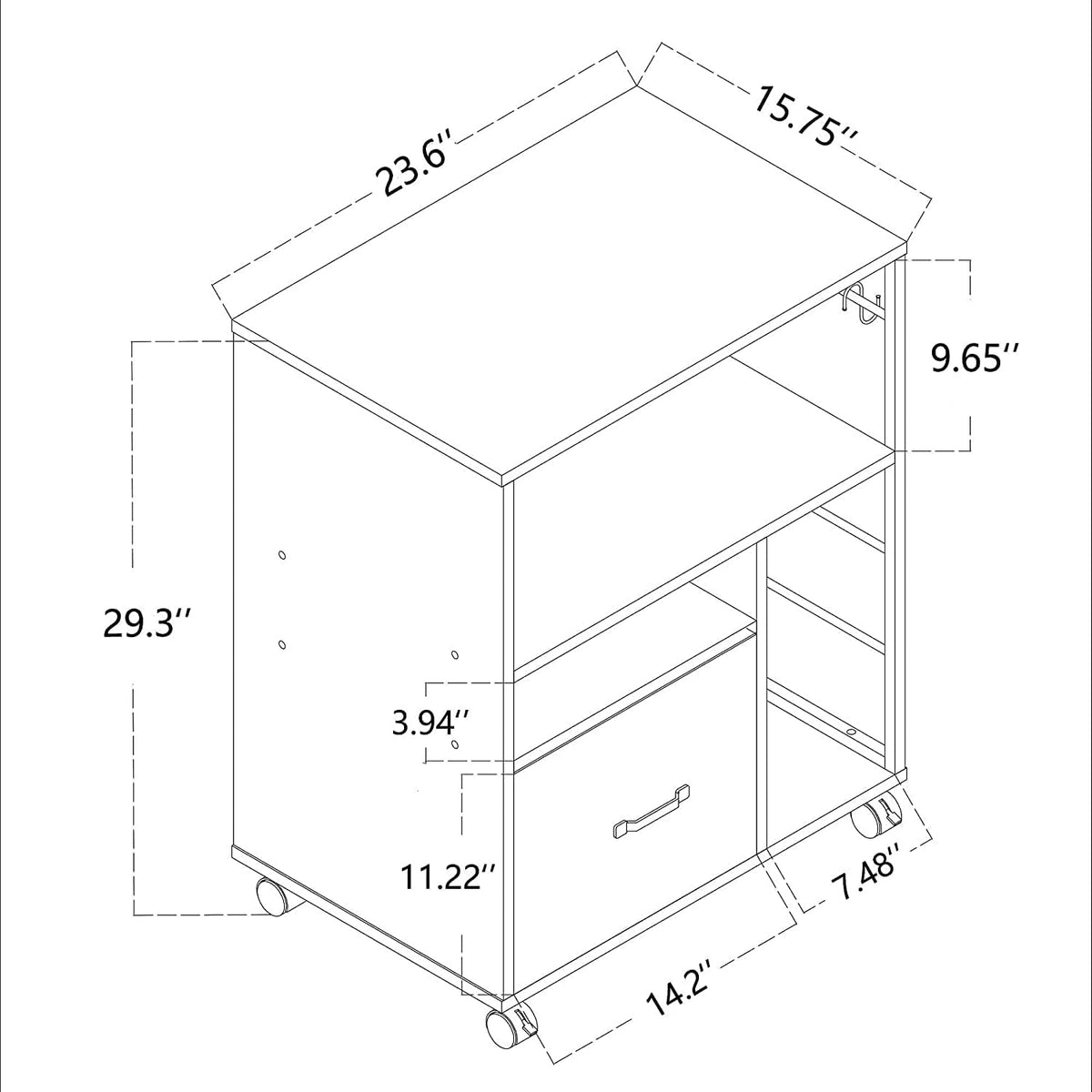 Retro Grey Mobile File Cabinet with Drawer R7484