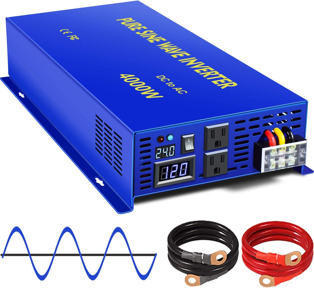 3500W Pure Sine Wave Power Inverter DC 24V to AC 110V 120V with LCD Display T501