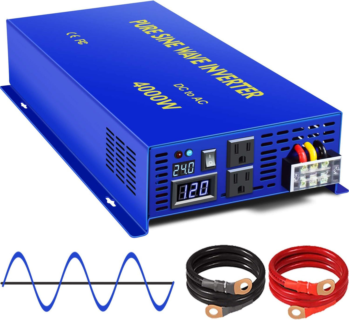 3500W Pure Sine Wave Power Inverter DC 24V to AC 110V 120V with LCD Display T501