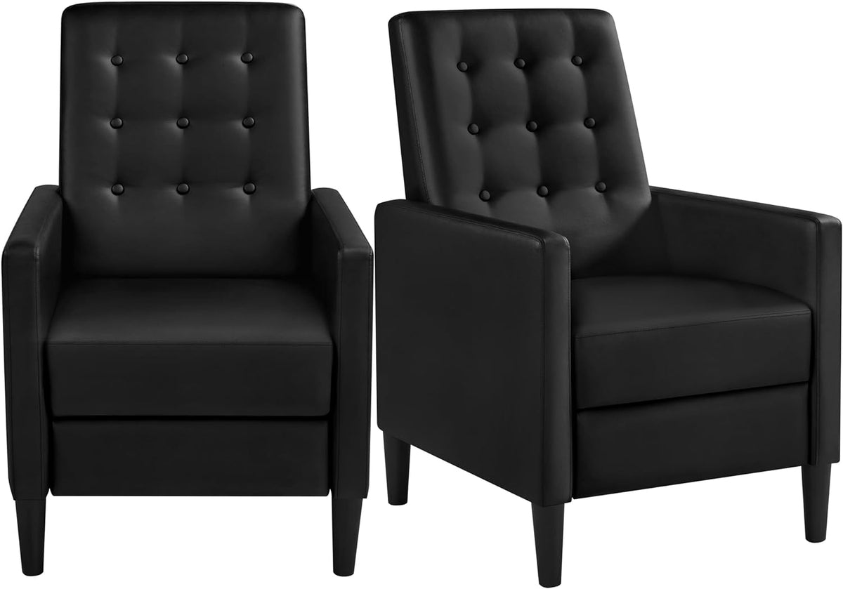 Faux Leather Recliner Sofa Single Reclining Chair Tufted Upholstered Sofa D88706