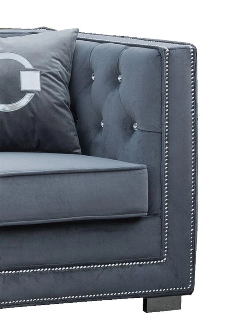 Gray Fabric Sofa & Loveseat Set 2Pcs with Steel Legs S915
