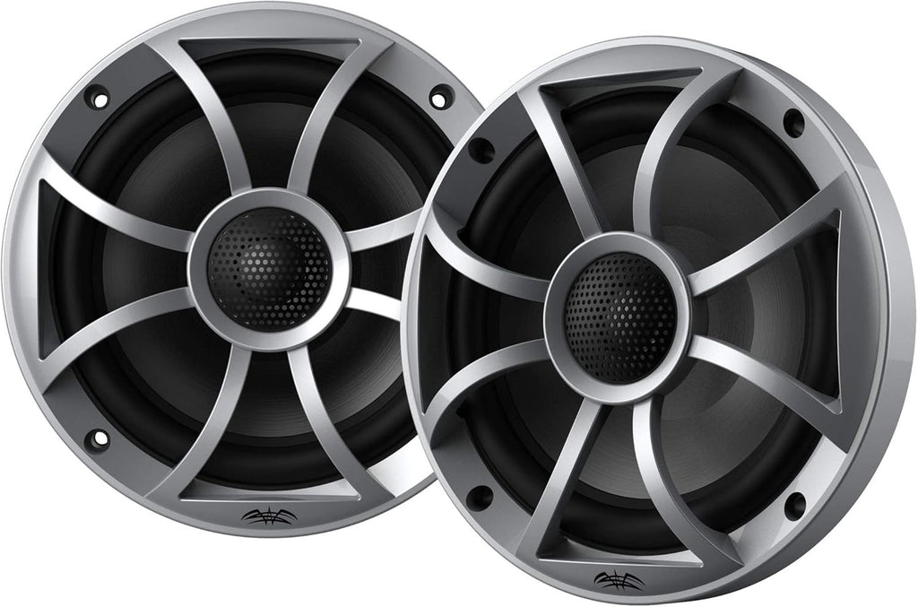 Marine AM/FM/BT Stereo with 2 Pair 6.5 inches Marine Coaxial Speakers, Silver Grill Q9511
