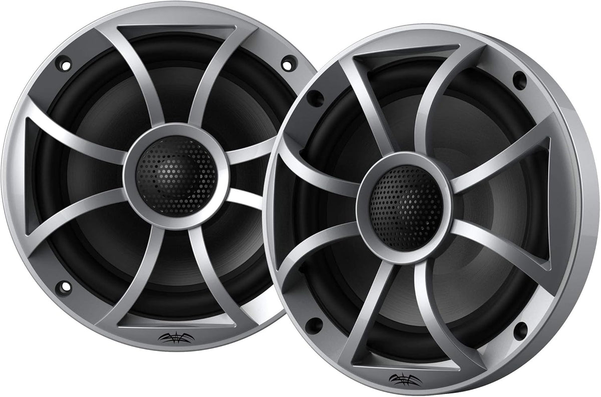 Marine AM/FM/BT Stereo with 2 Pair 6.5 inches Marine Coaxial Speakers, Silver Grill Q9511