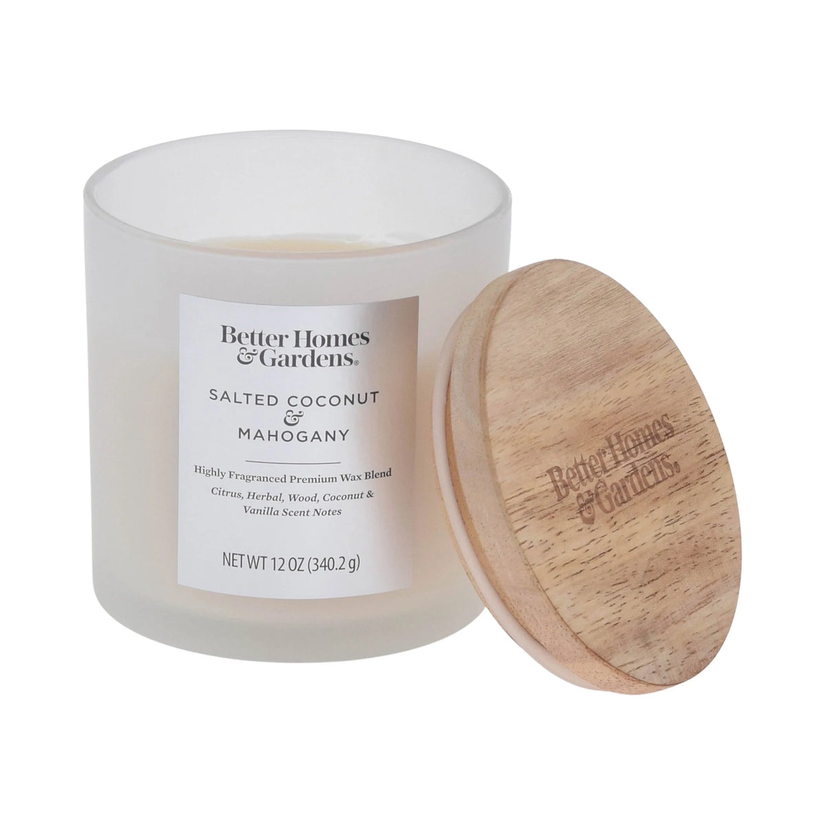 12oz Salted Coconut & Mahogany Scented 2-Wick Jar Candle C6391